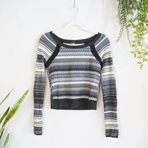 Free People Cropped Knit Sweater Striped